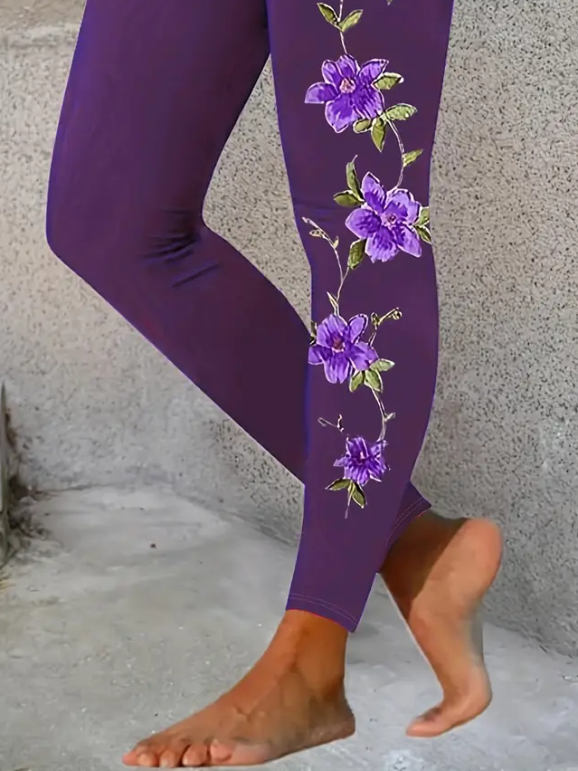 Damen Geblümt Lässig Alle Jahreszeiten Print Lang Leggings