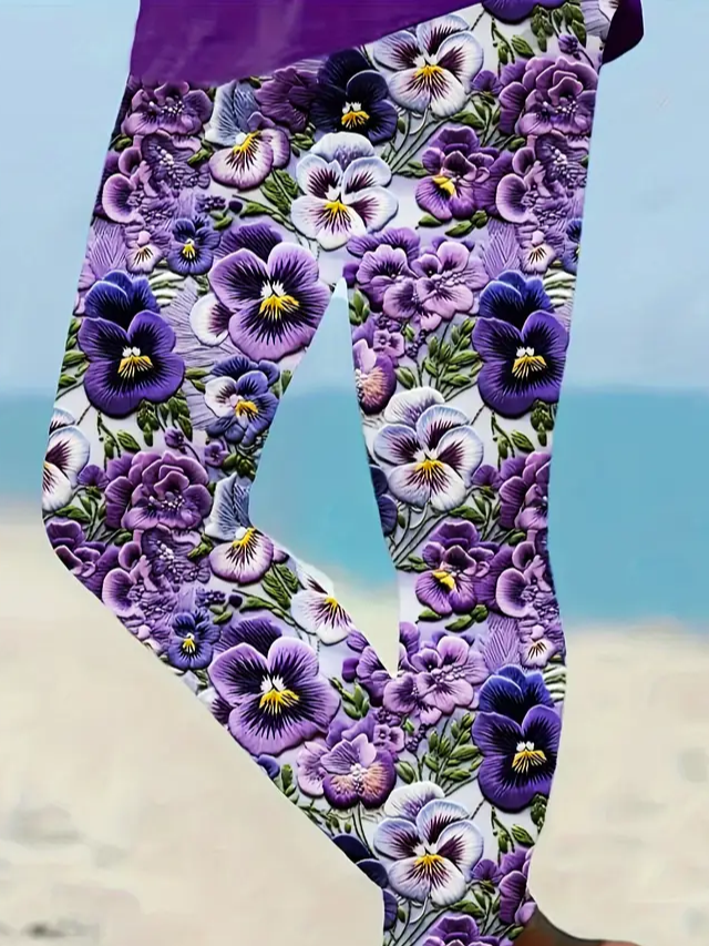 Damen Geblümt Lässig Alle Jahreszeiten Print Lang Leggings