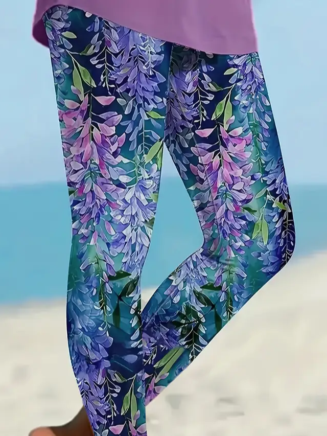 Damen Geblümt Lässig Alle Jahreszeiten Print Lang Leggings