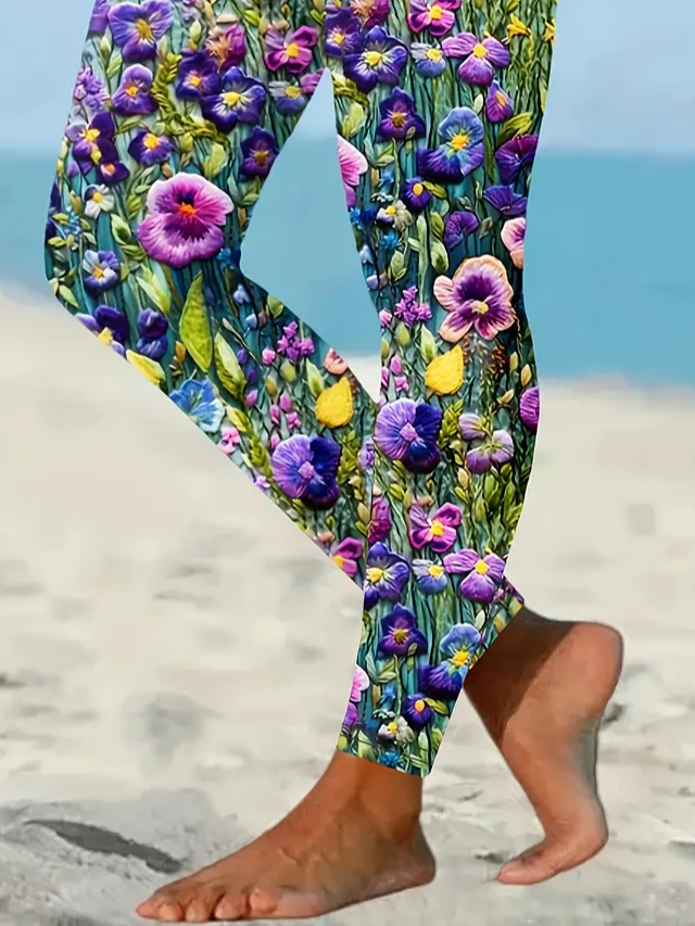 Damen Geblümt Lässig Alle Jahreszeiten Print Lang Leggings