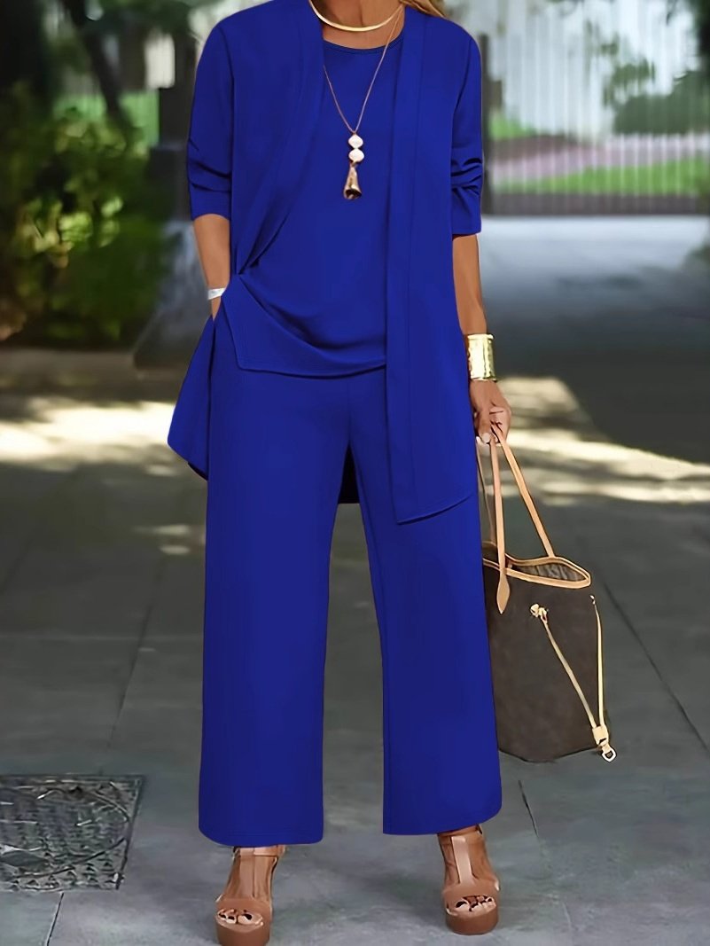 Damen Unifarben Nahtverarbeitung Matching Kostüm Pendeln Langarm Lässig Frühling/Herbst Mehrteiliges Set Matching Set
