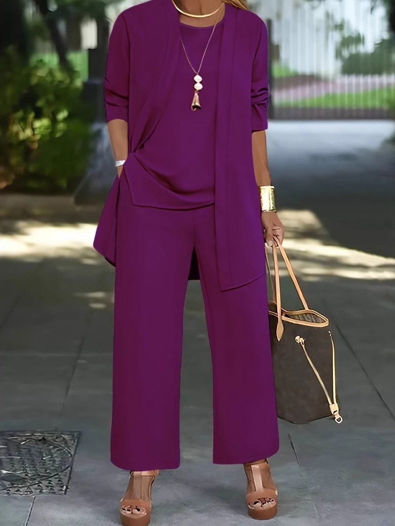 Damen Unifarben Nahtverarbeitung Matching Kostüm Pendeln Langarm Lässig Frühling/Herbst Mehrteiliges Set Matching Set
