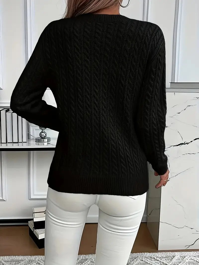 Damen Unifarben Frühling/Herbst Lässig Langarm Rundhals Baumwolle Pullover