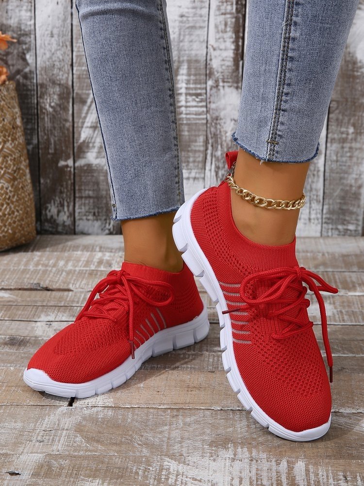 Frühling und Herbst Flyknit Atmungsaktiv Rutschfest Leicht Mesh Sport Schuhe