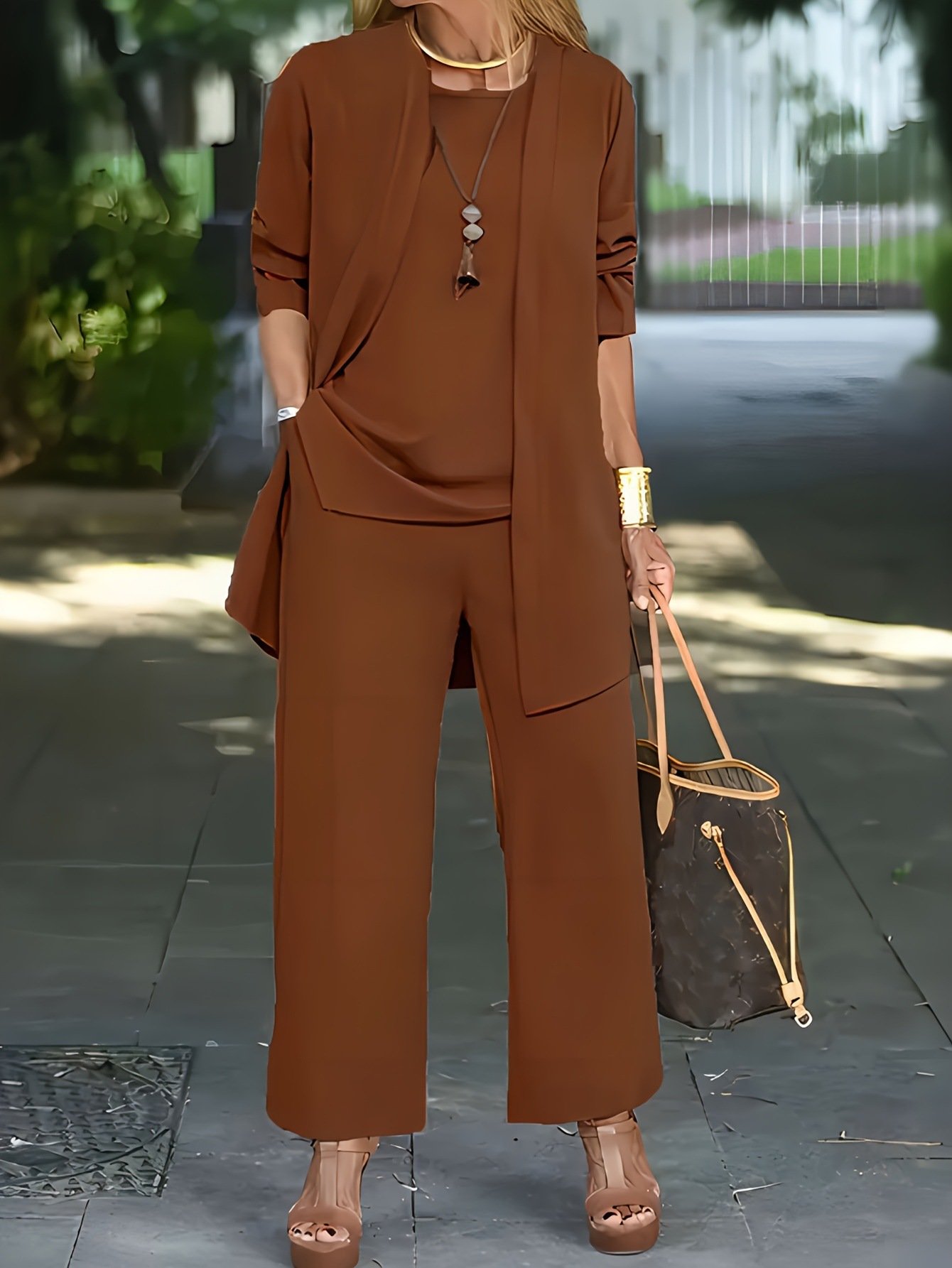 Damen Unifarben Nahtverarbeitung Matching Kostüm Pendeln Langarm Lässig Frühling/Herbst Mehrteiliges Set Matching Set