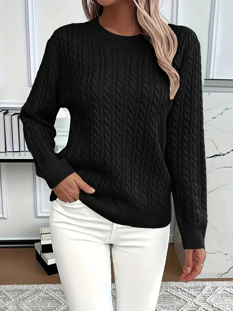 Damen Unifarben Frühling/Herbst Lässig Langarm Rundhals Baumwolle Pullover