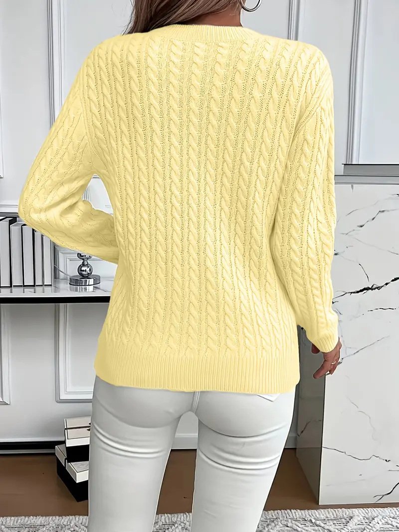 Damen Unifarben Frühling/Herbst Lässig Langarm Rundhals Baumwolle Pullover