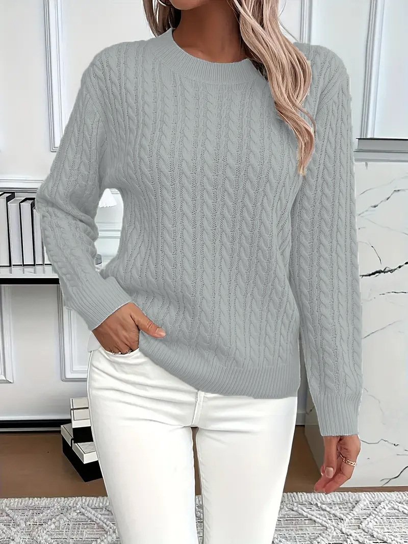 Damen Unifarben Frühling/Herbst Lässig Langarm Rundhals Baumwolle Pullover