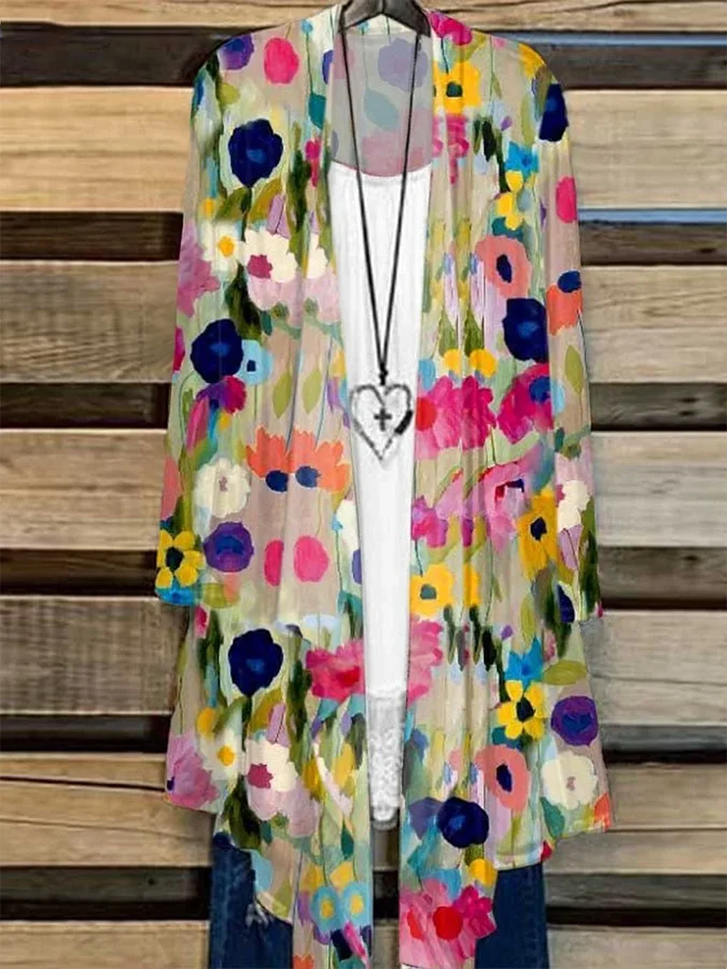 Damen Geblümt Frühling/Herbst Aufdecken Lässig Leicht Strickjacke