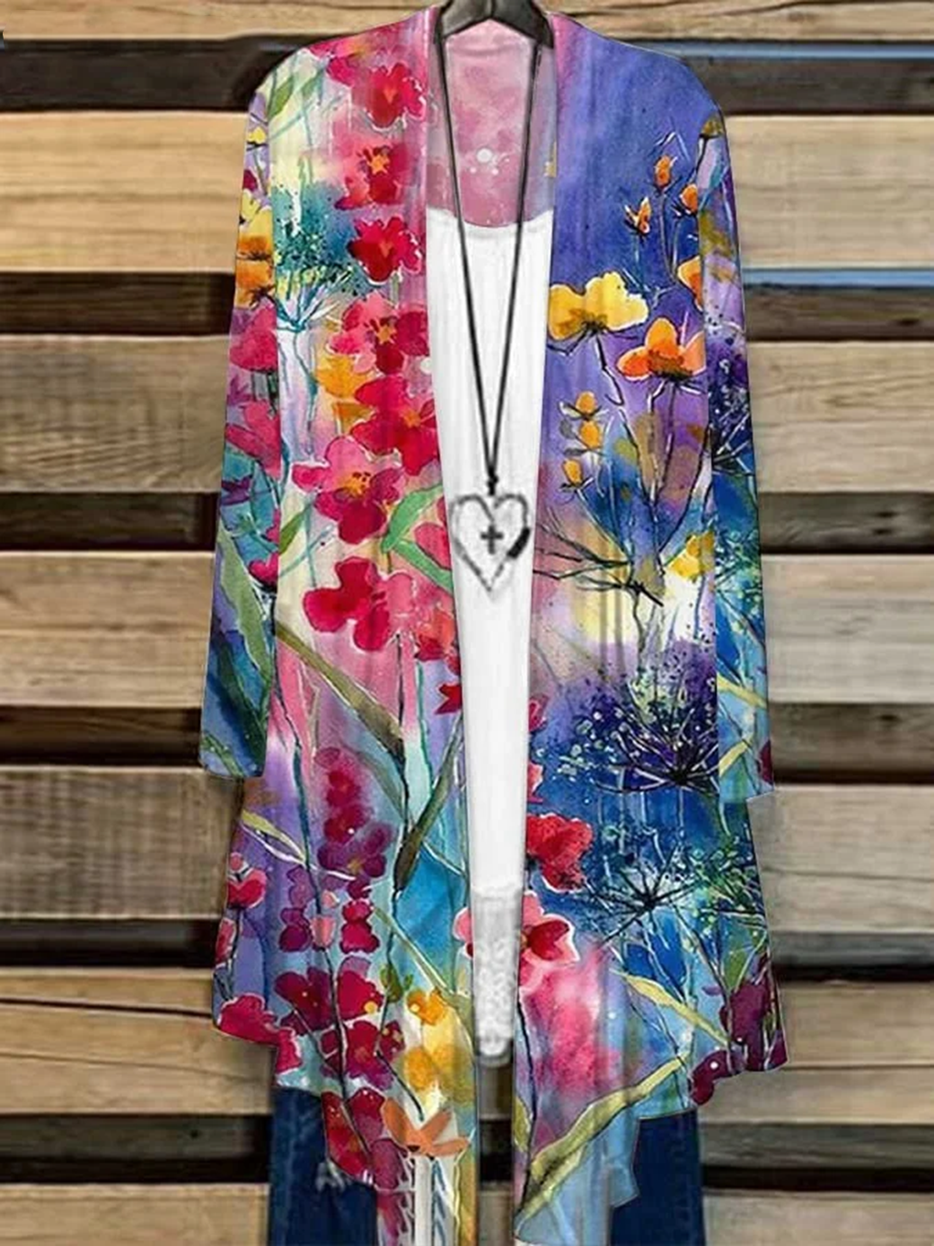 Damen Geblümt Frühling/Herbst Aufdecken Lässig Leicht Strickjacke