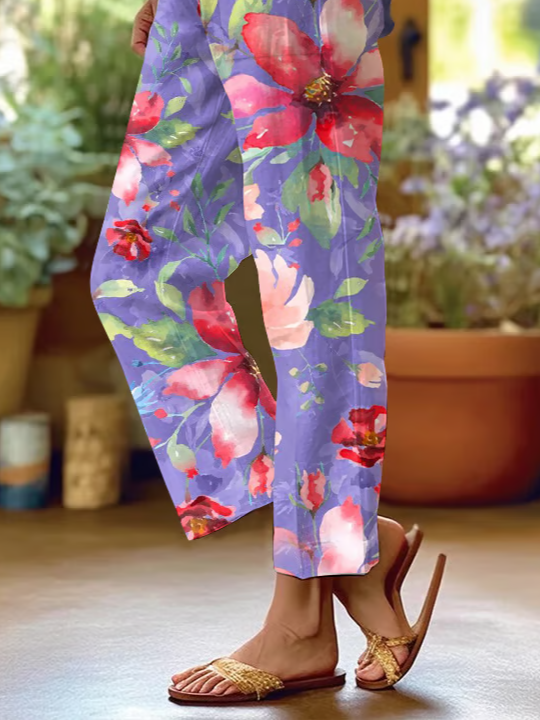 Damen Geblümt Lang Hose Lässig Frühling/Herbst Hose