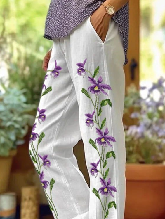 Damen Geblümt Lang Hose Lässig Frühling/Herbst Hose
