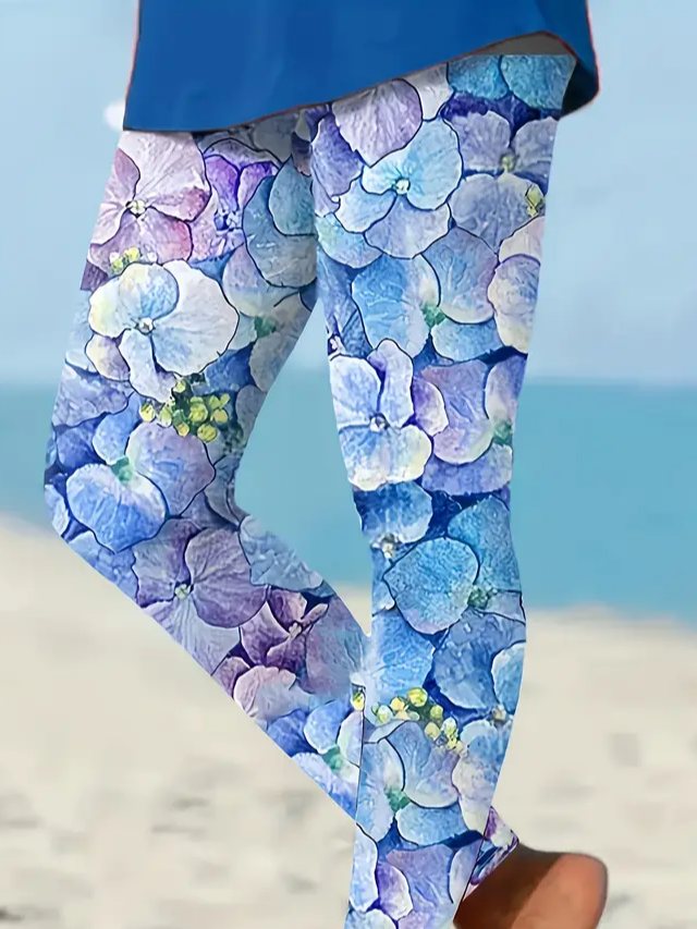 Damen Geblümt Lässig Alle Jahreszeiten Print Lang Leggings