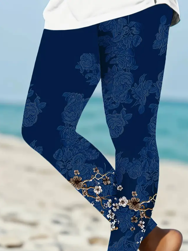 Damen Geblümt Lässig Alle Jahreszeiten Print Lang Leggings