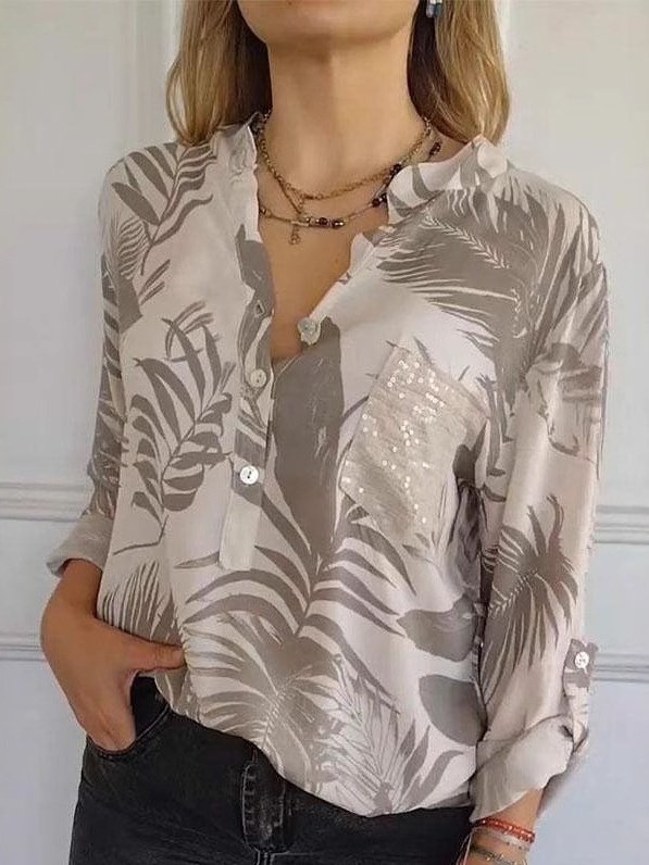 Damen Unifarben Langarm T-Shirts T-Shirt V-Ausschnitt Print Lässig Frühling/Herbst Oberteile