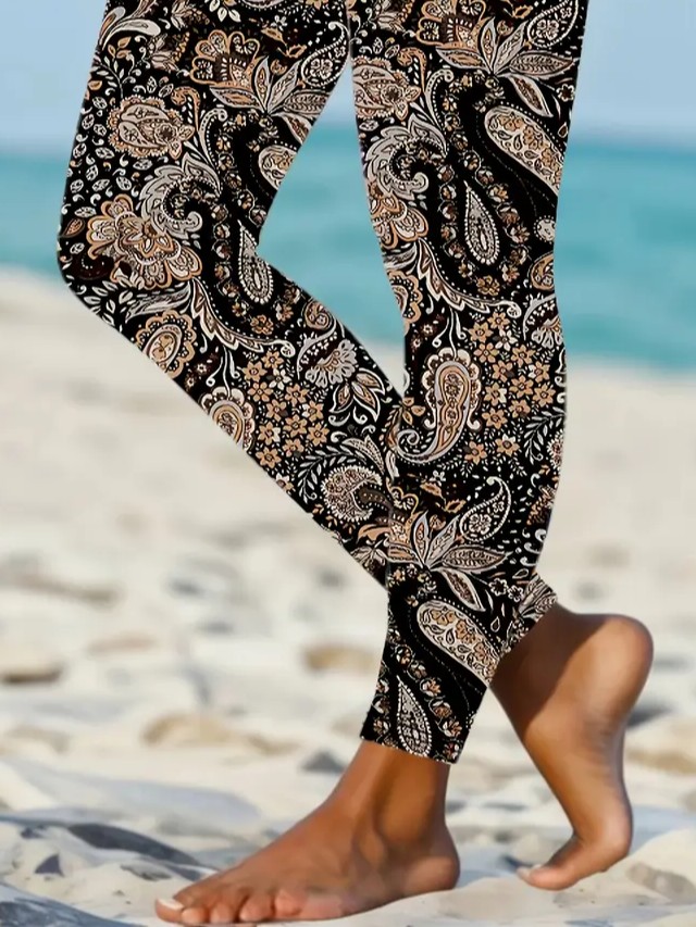 Damen Geblümt Lässig Alle Jahreszeiten Print Lang Leggings