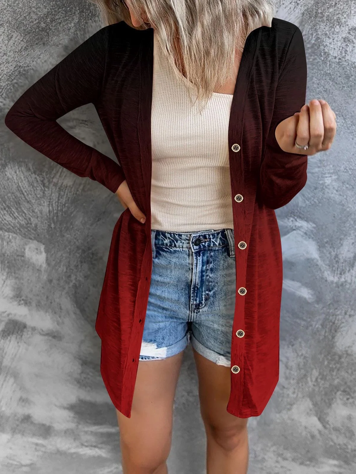 Damen Geometrisch Frühling/Herbst Aufdecken Sexy Print Leicht Strickjacke