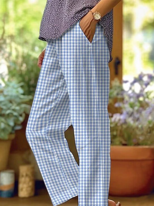 Damen Kariert Lang Hose Lässig Frühling/Herbst Hose