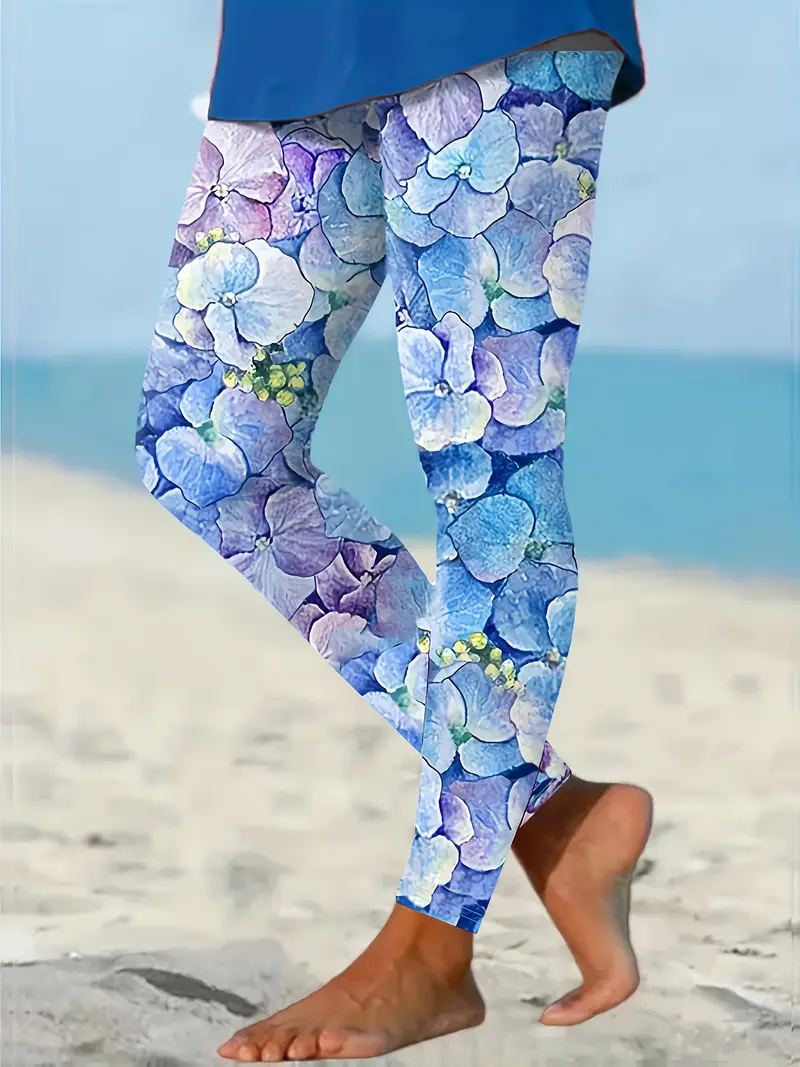 Damen Geblümt Lässig Alle Jahreszeiten Print Lang Leggings