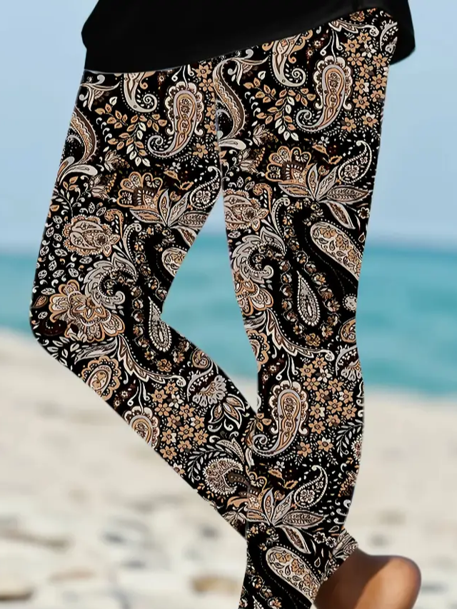Damen Geblümt Lässig Alle Jahreszeiten Print Lang Leggings