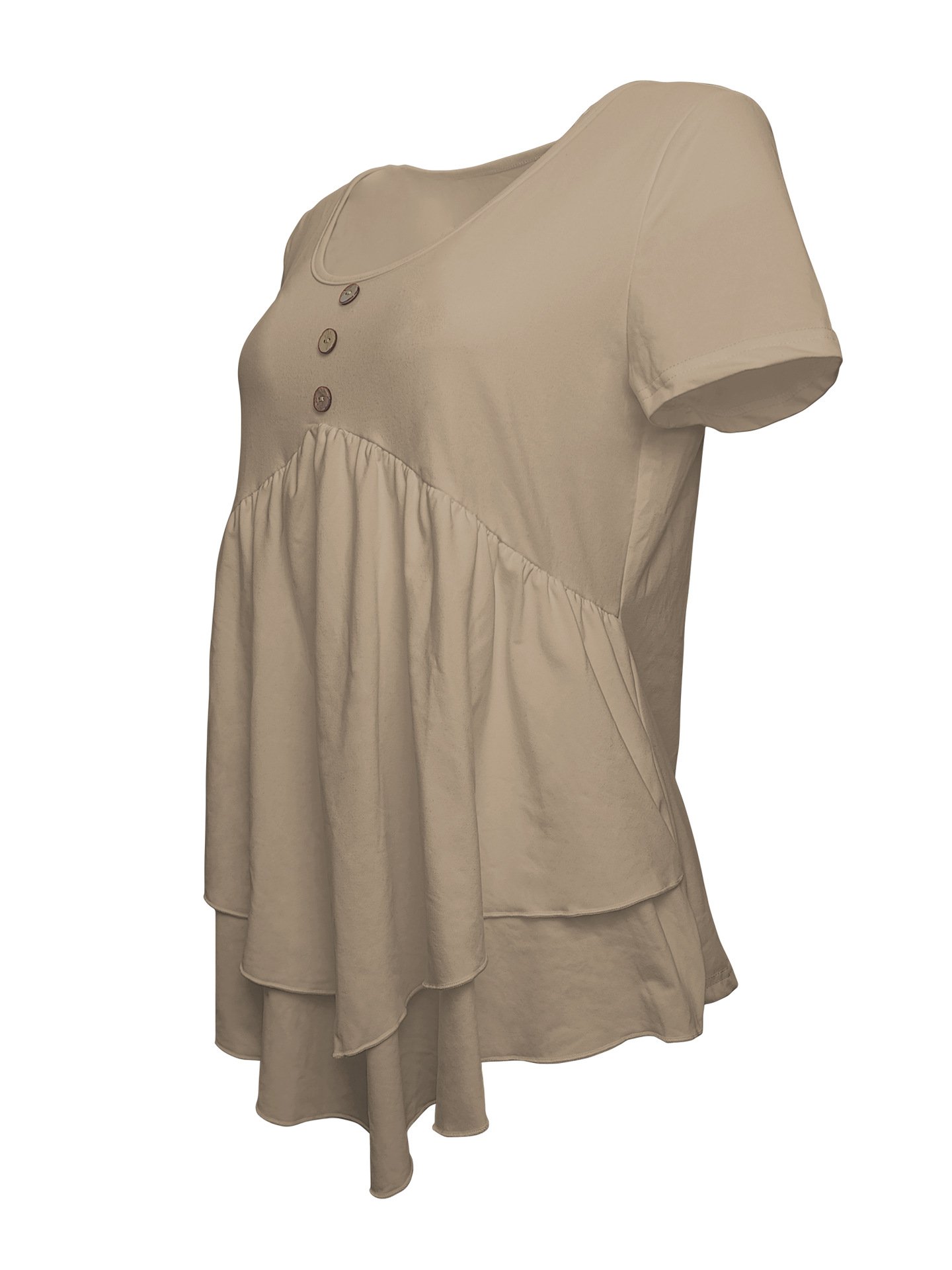 Damen Unifarben Kurzarm T-Shirts T-Shirt Rundhals Lässig Sommer Oberteile