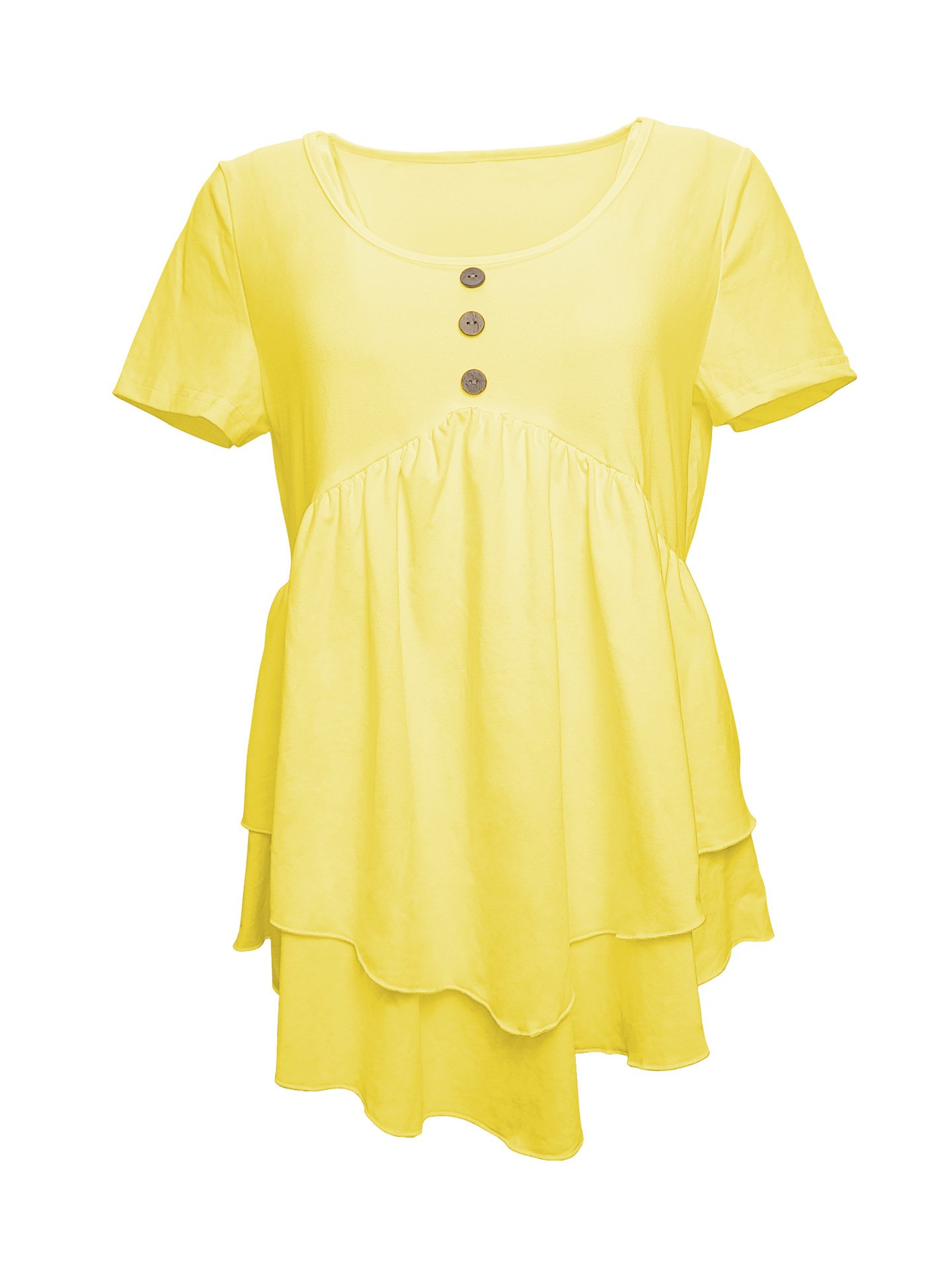 Damen Unifarben Kurzarm T-Shirts T-Shirt Rundhals Lässig Sommer Oberteile