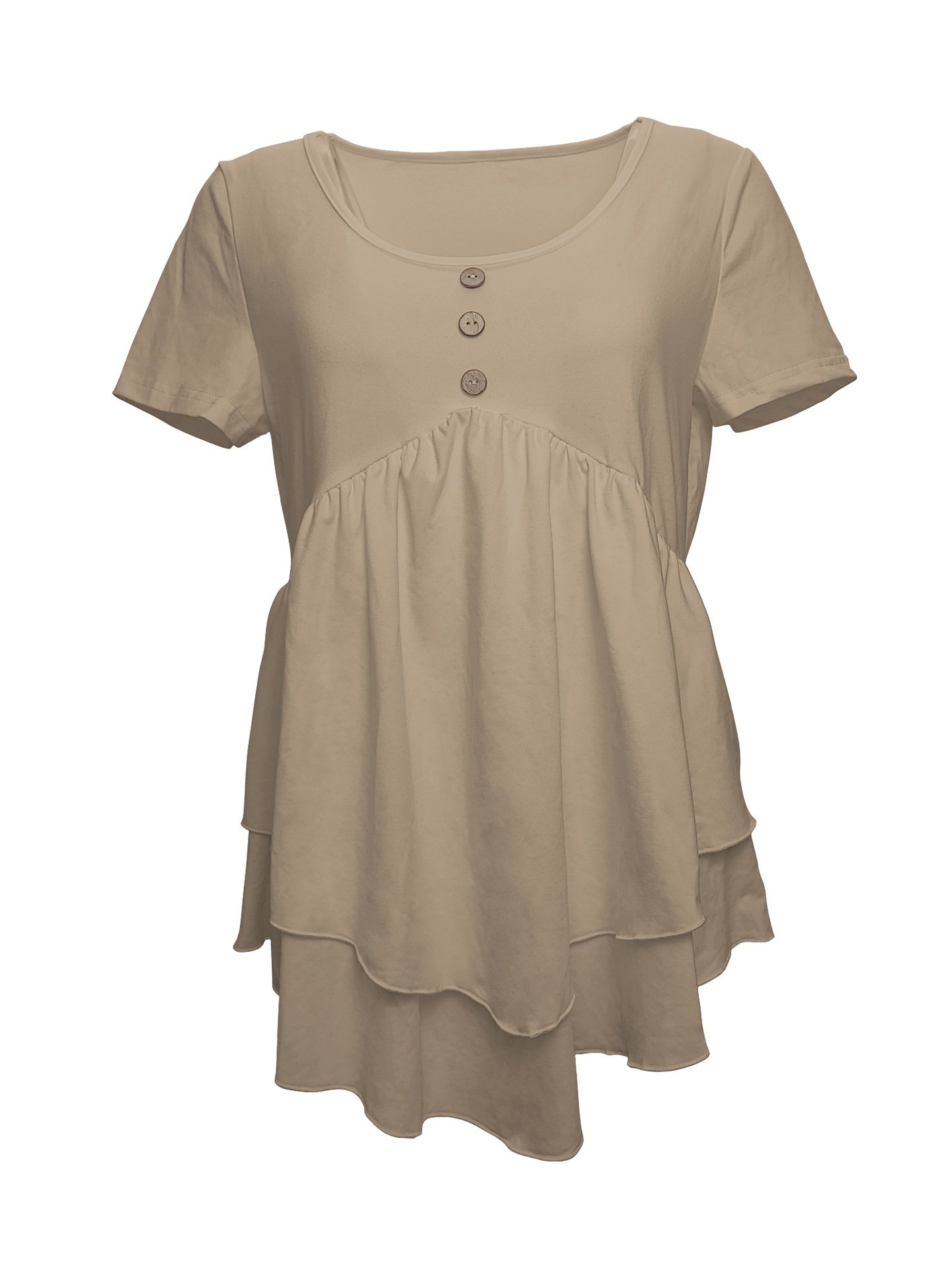 Damen Unifarben Kurzarm T-Shirts T-Shirt Rundhals Lässig Sommer Oberteile