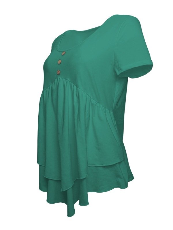 Damen Unifarben Kurzarm T-Shirts T-Shirt Rundhals Lässig Sommer Oberteile