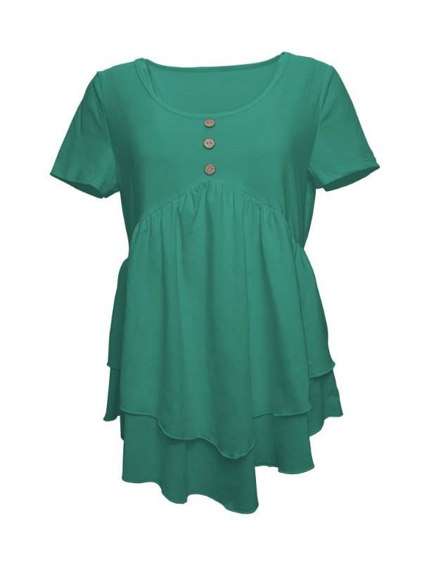 Damen Unifarben Kurzarm T-Shirts T-Shirt Rundhals Lässig Sommer Oberteile