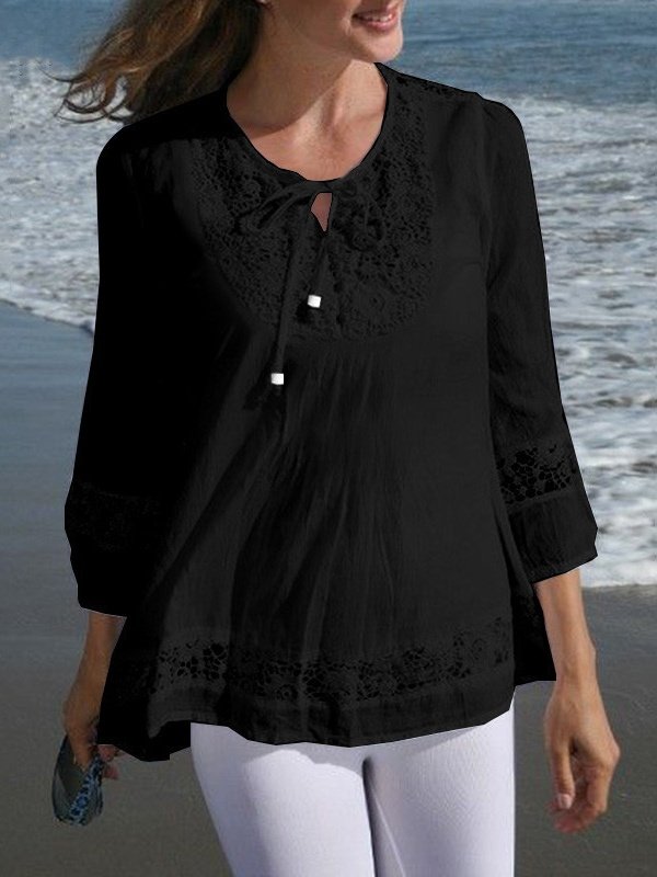 Damen Geblümt Langarm T-Shirts T-Shirt Rundhals Jacquard Lässig Frühling/Herbst Oberteile