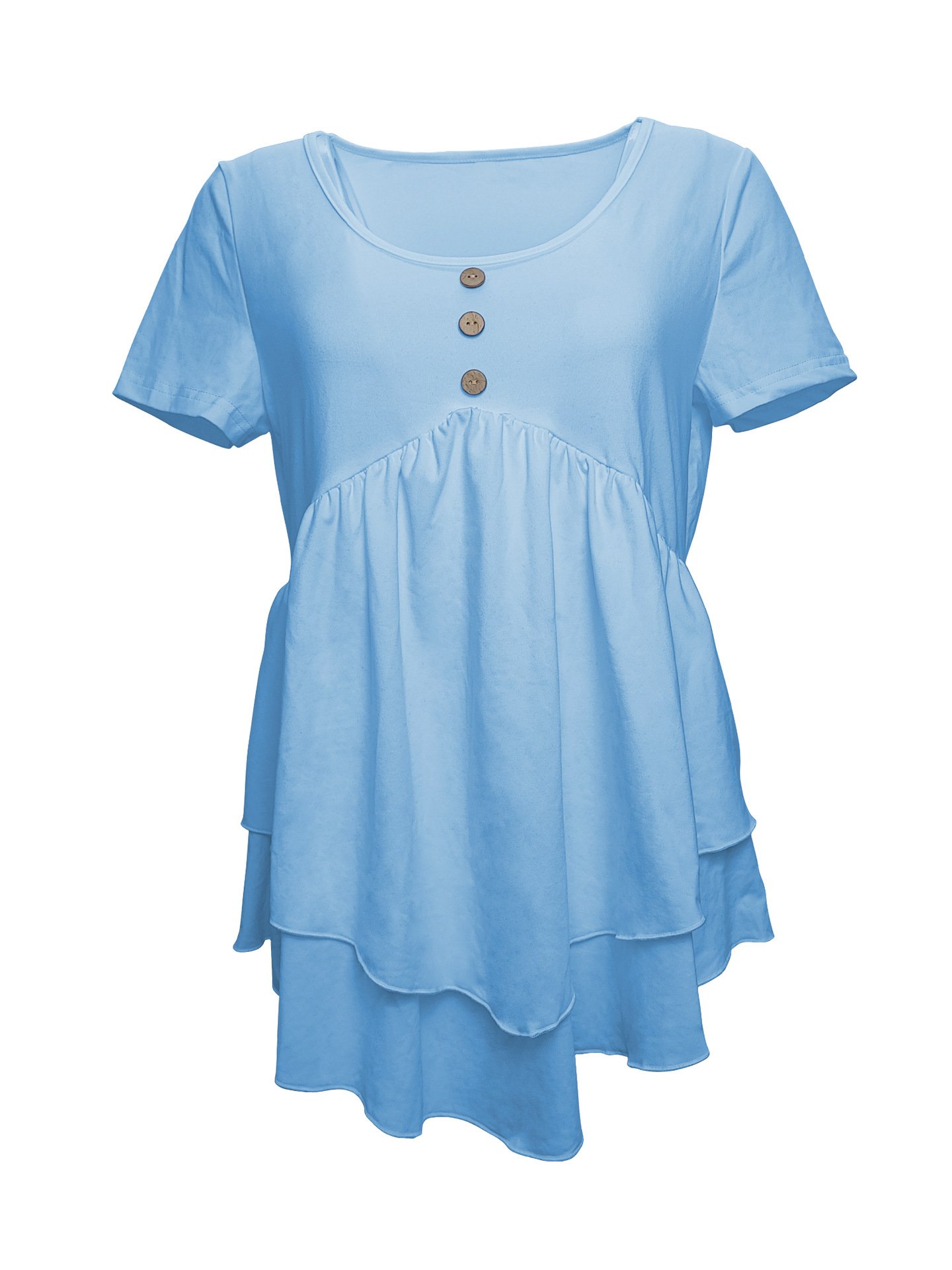 Damen Unifarben Kurzarm T-Shirts T-Shirt Rundhals Lässig Sommer Oberteile