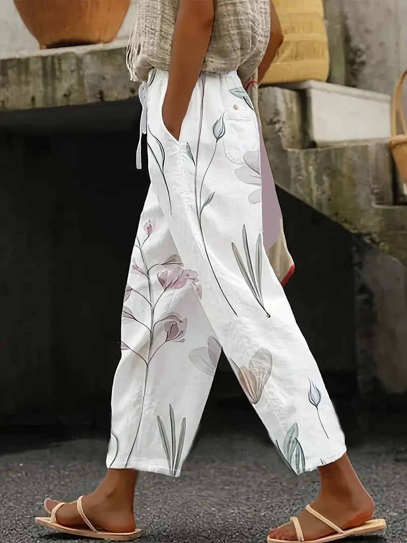 Damen Geblümt Lang Hose Lässig Frühling/Herbst Hose