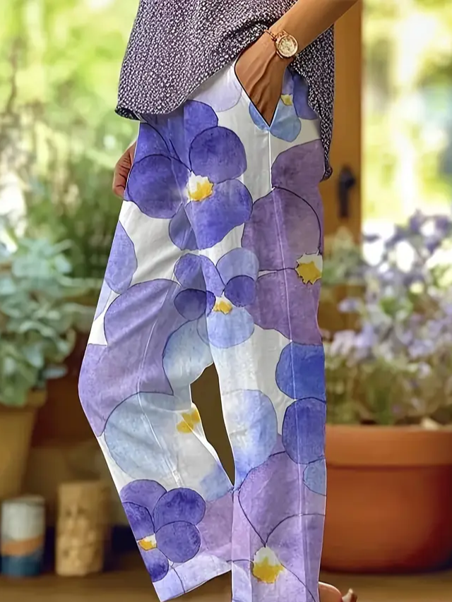 Damen Geblümt Lang Hose Lässig Frühling/Herbst Hose
