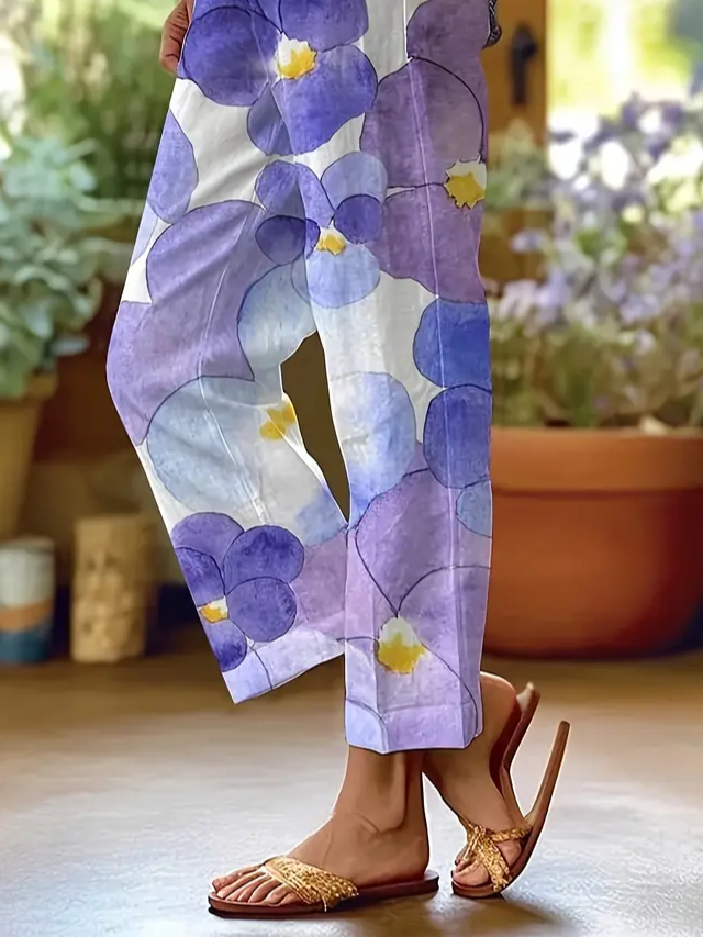 Damen Geblümt Lang Hose Lässig Frühling/Herbst Hose
