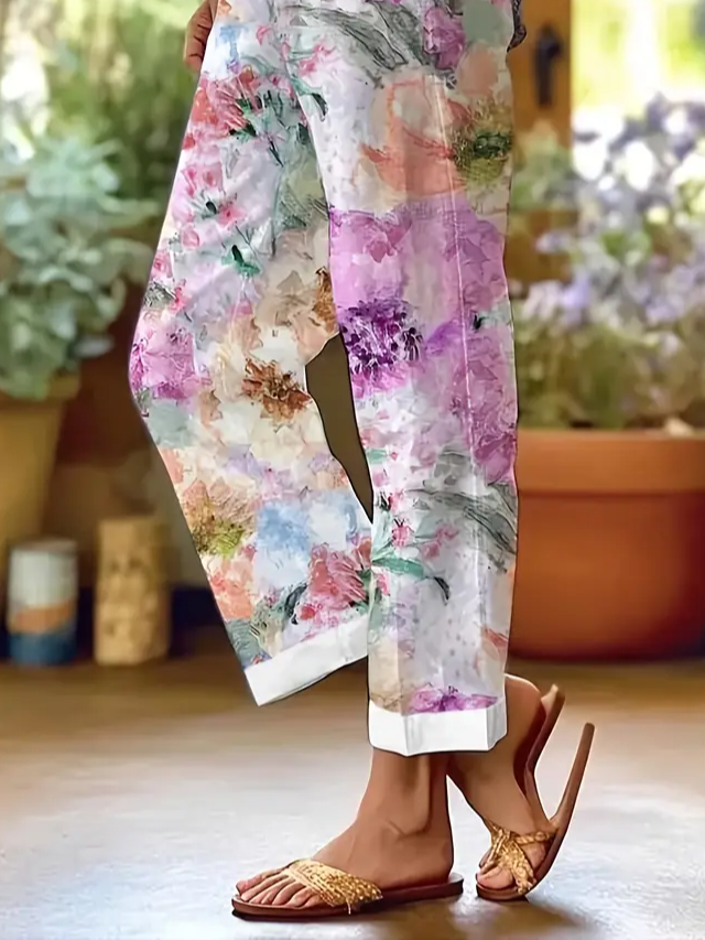 Damen Geblümt Lang Hose Lässig Frühling/Herbst Hose