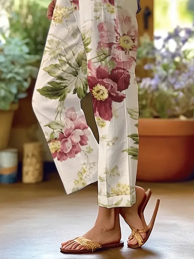 Damen Geblümt Lang Hose Lässig Frühling/Herbst Hose