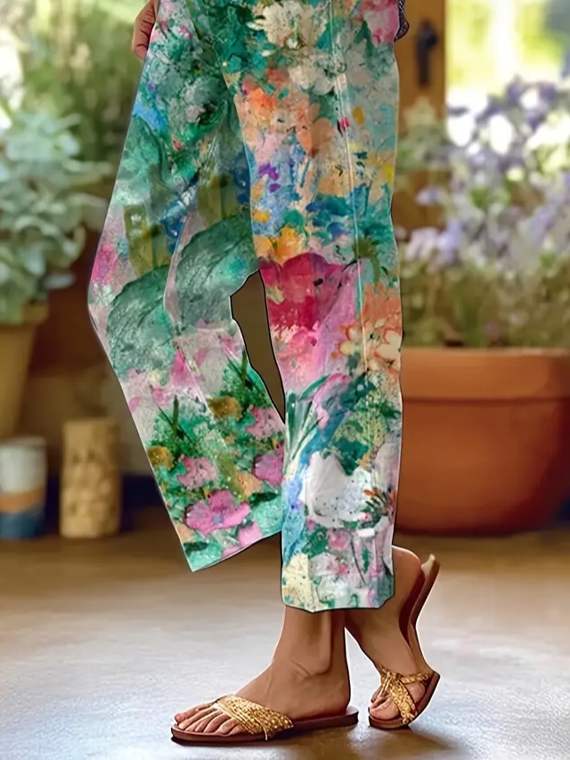 Damen Geblümt Lang Hose Lässig Frühling/Herbst Hose