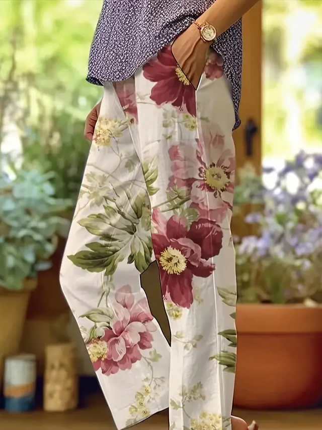 Damen Geblümt Lang Hose Lässig Frühling/Herbst Hose