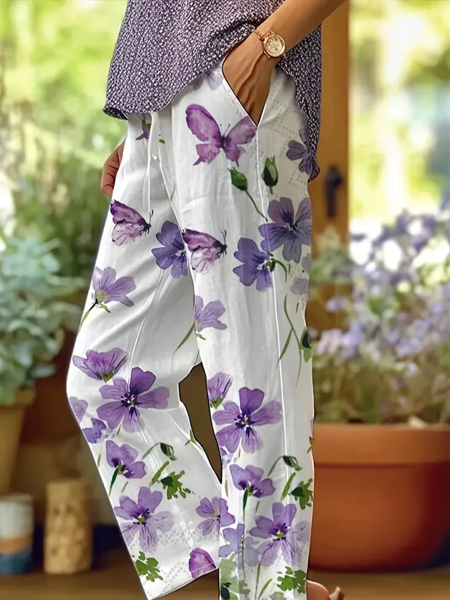 Damen Geblümt Lang Hose Lässig Frühling/Herbst Hose