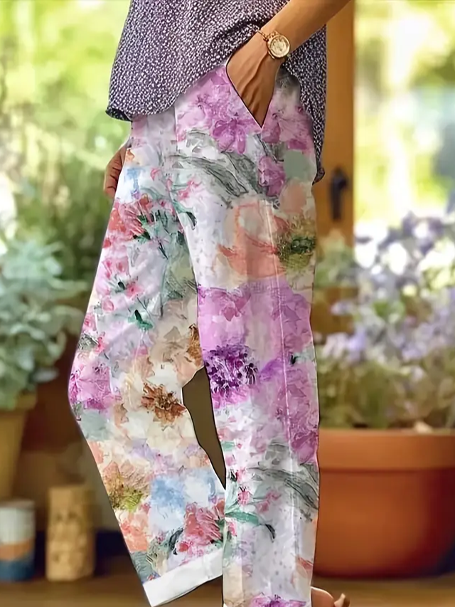 Damen Geblümt Lang Hose Lässig Frühling/Herbst Hose