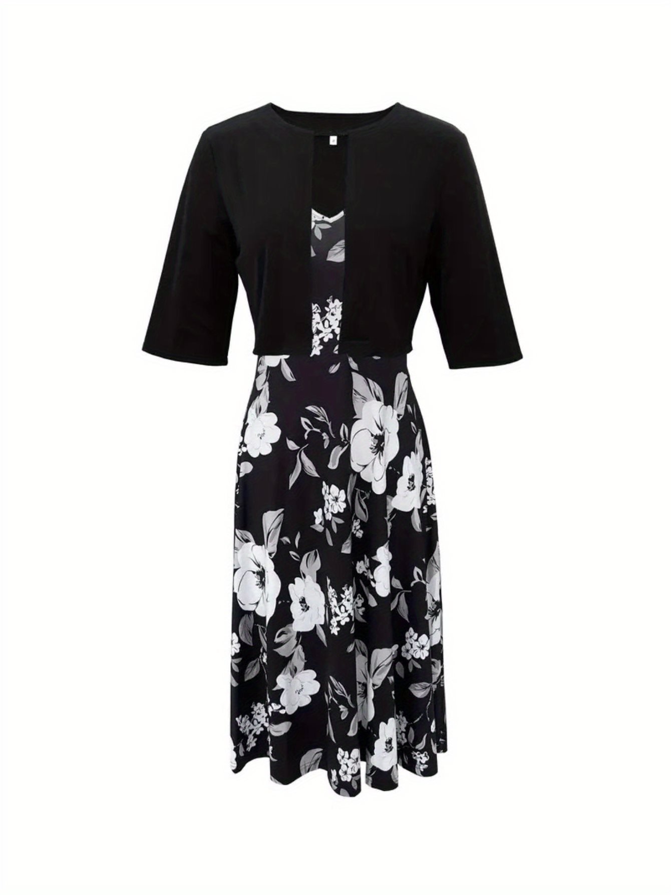 Damen Geblümt Print Zweiteiliges Set Täglich Kurzarm Lässig Sommer Mantel mit Rock Matching Set