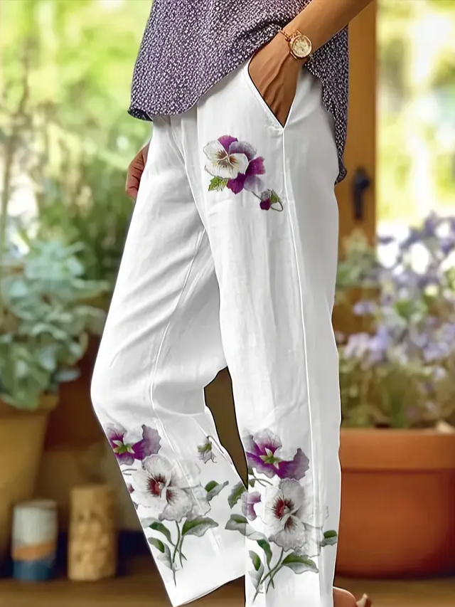 Damen Geblümt Lang Hose Lässig Frühling/Herbst Hose