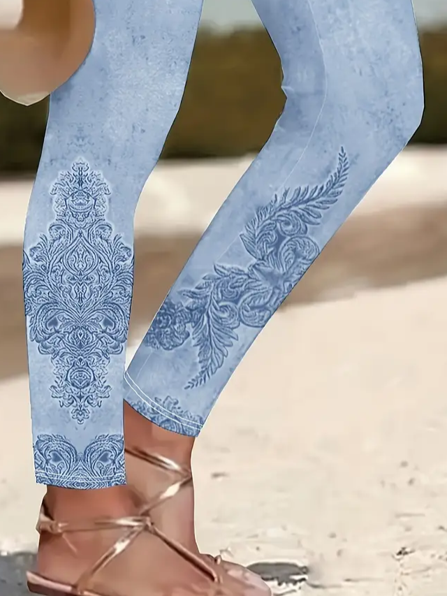 Damen Geblümt Lässig Alle Jahreszeiten Print Lang Leggings