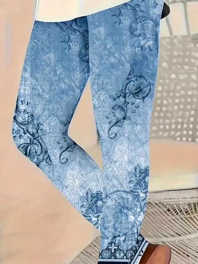 Damen Geblümt Lässig Alle Jahreszeiten Print Lang Leggings