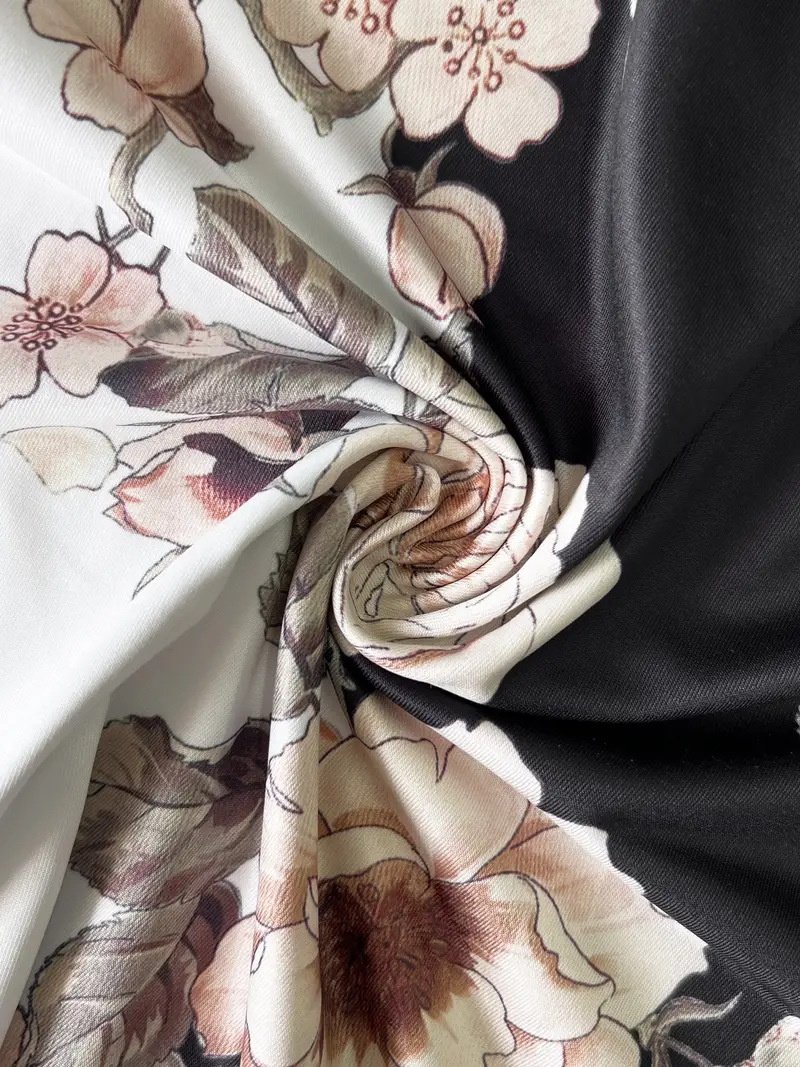 Damen Geblümt Print Zweiteiliges Set Täglich Kurzarm Lässig Sommer Mantel mit Rock Matching Set