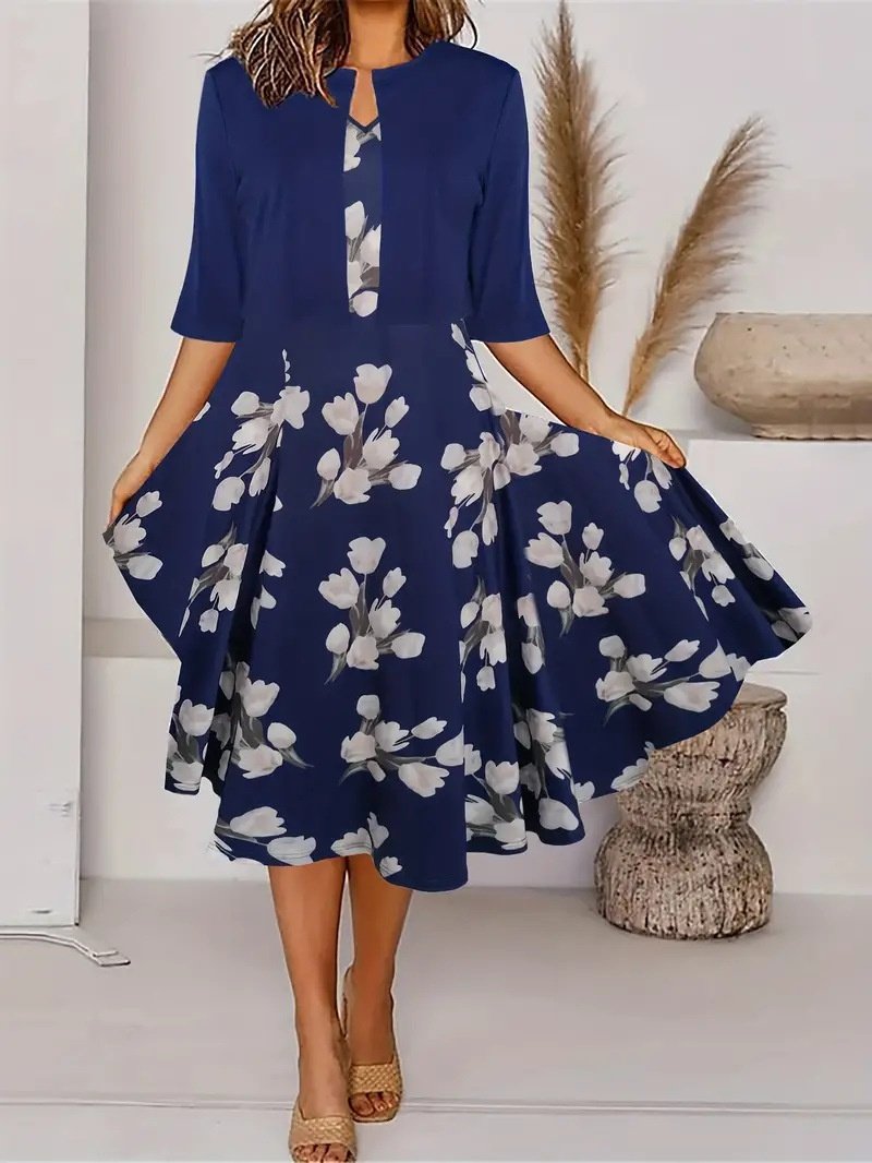Damen Geblümt Print Zweiteiliges Set Täglich Kurzarm Lässig Sommer Mantel mit Rock Matching Set