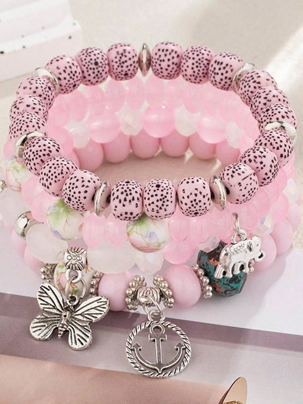 Bohemien Anker Elefant Schmetterling mehrschichtig Perlen Elastisch Armband