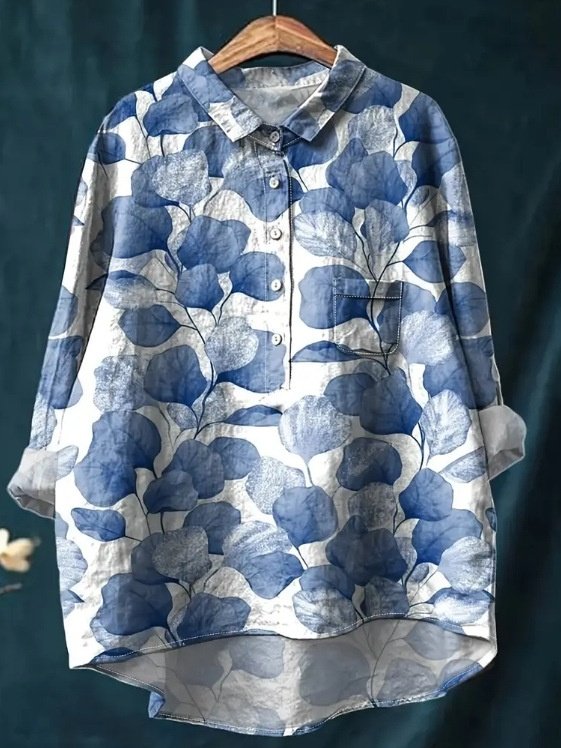 Damen Polka Dots Langarm Bluse Frühling/Herbst Print Schalkragen Täglich Retro Oberteile