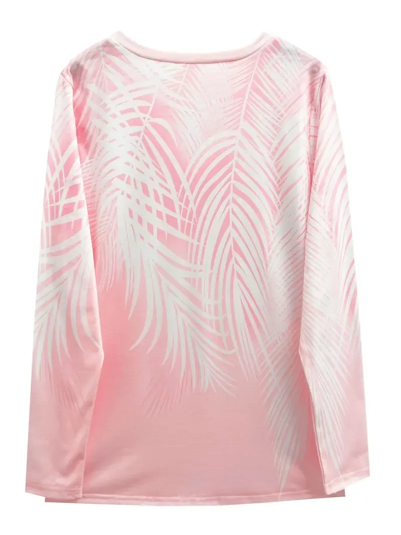 Damen Abstrakt Langarm T-Shirts T-Shirt V-Ausschnitt Print Lässig Frühling/Herbst T-Shirt mit Grafik Oberteile