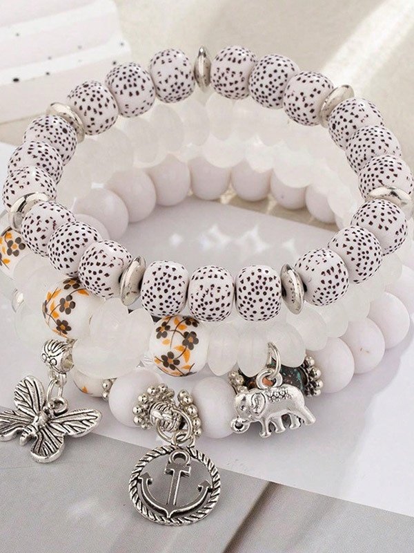Bohemien Anker Elefant Schmetterling mehrschichtig Perlen Elastisch Armband